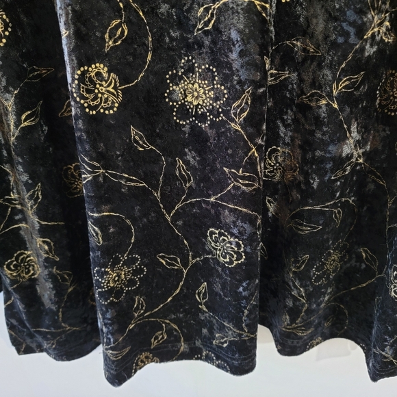 CERVELLE Women's Black Gold Floral Velvet Long Sleeve Blouse 3X Whimsigoth Goth - Picture 4 of 12